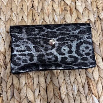 Porte-monnaie cuir motif léopard