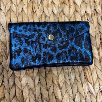 Porte-monnaie cuir motif léopard