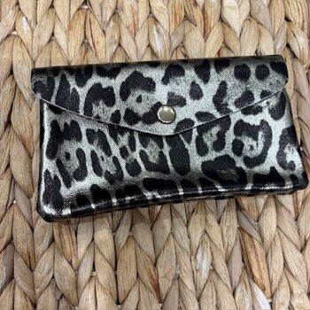 Porte-monnaie cuir motif léopard