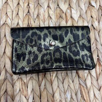 Porte-monnaie cuir motif léopard