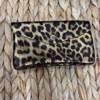 Porte-monnaie cuir motif léopard