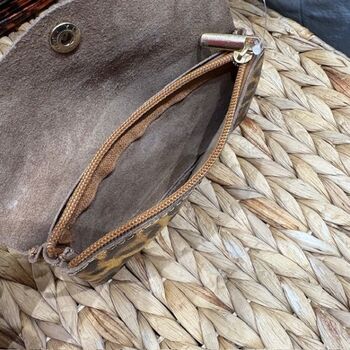 Porte-monnaie cuir motif léopard