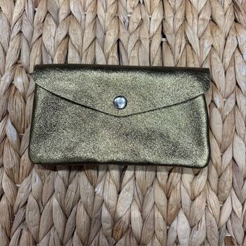 Porte-monnaie grand format cuir irisé uni