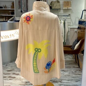 Chemise rayée beige et blanche