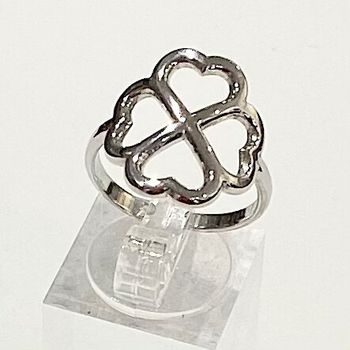 Bague acier inoxydable trèfle