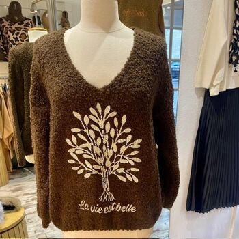 Pull Bouclette Col V Arbre de Vie