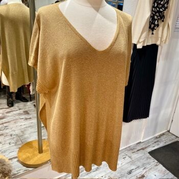 Pull sans manches col en lurex