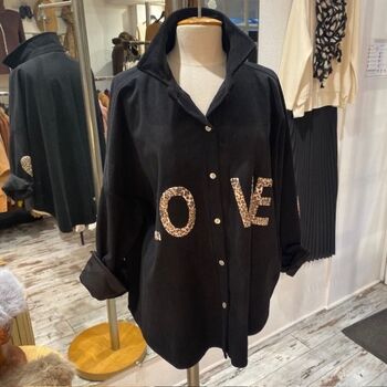 Chemise longue en velours "LOVE"