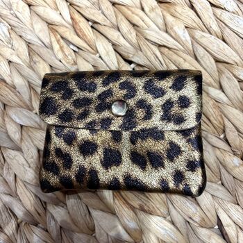 Porte-monnaie cuir motif léopard
