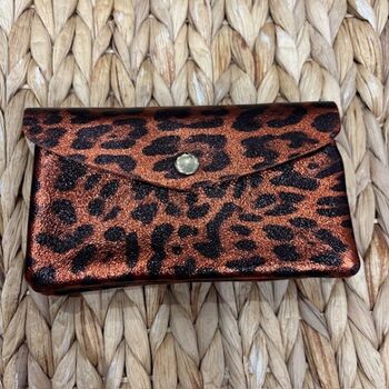 Porte-monnaie cuir motif léopard
