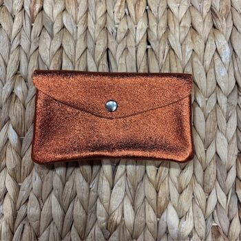 Porte-monnaie grand format cuir irisé uni