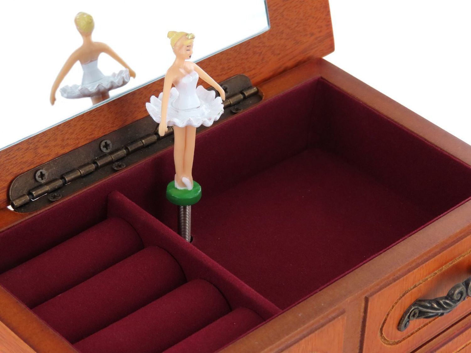 Scatola Musicale Con Ballerina Danzante E Specchio - Portagioie Con Melodia, Regalo Per Ragazze (Bianco Perla) - Foto 4