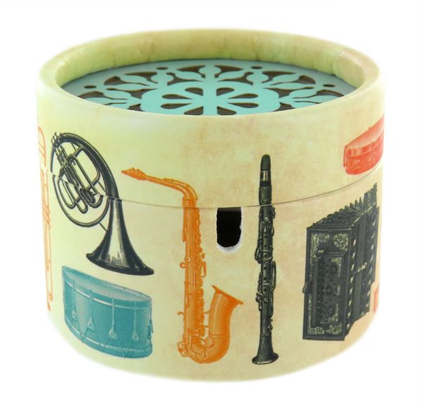 Round cardboard box for hand-cranked musical mechanism - Item# of this ...