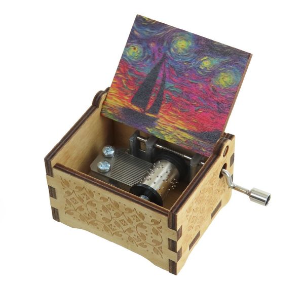 Boîte à Musique à Manivelle En Bois Sculpté - Mélodie 'This Is Halloween', Petit Format 6,4x5,2x4,2 Cm - 8