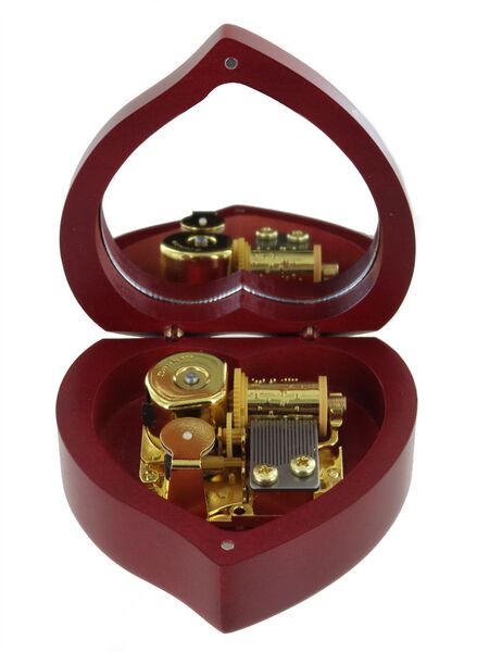 Kleine Spieluhr / Spieldose / Musikdose mit 18-Ton Federspielwerk - Kennummer dieser Spieluhr / Spieldose: BOITE-COEUR-12.