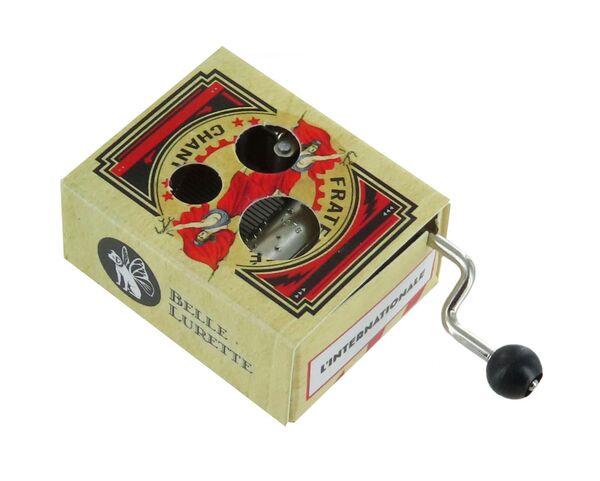Caja de música de manivela de cartón ilustrado "Belle Lurette" - Referencia de esta caja de música de manivela: M0074.