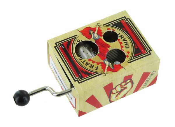 Caja de música de manivela de cartón ilustrado "Belle Lurette" - Referencia de esta caja de música de manivela: M0074.