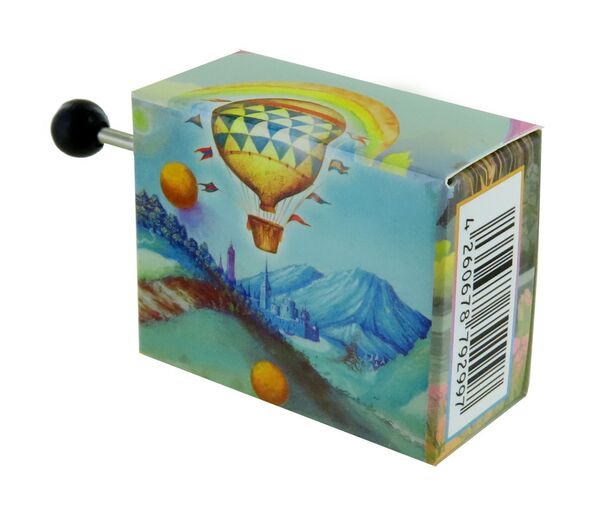 Caja de música de manivela de cartón ilustrado "Belle Lurette" - Referencia de esta caja de música de manivela: M0193.