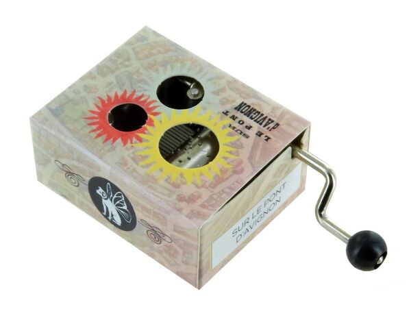 Caja de música de manivela de cartón ilustrado "Belle Lurette" - Referencia de esta caja de música de manivela: M0150.