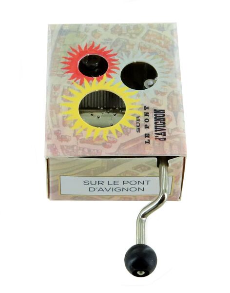 Caja de música de manivela de cartón ilustrado "Belle Lurette" - Referencia de esta caja de música de manivela: M0150.