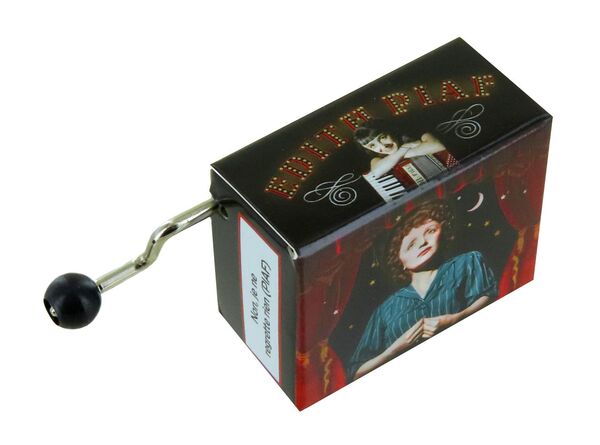 Caja de música de manivela de cartón ilustrado "Belle Lurette" - Referencia de esta caja de música de manivela: M0131.