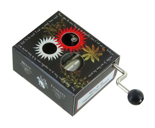 Caja de música de manivela de cartón ilustrado "Belle Lurette" - Referencia de esta caja de música de manivela: M0131.