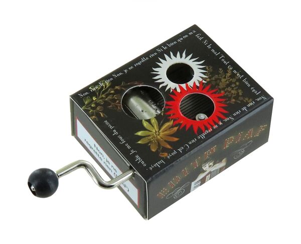 Caja de música de manivela de cartón ilustrado "Belle Lurette" - Referencia de esta caja de música de manivela: M0131.