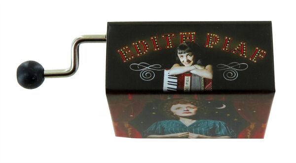 Caja de música de manivela de cartón ilustrado "Belle Lurette" - Referencia de esta caja de música de manivela: M0131.