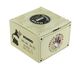 Hand-cranked music box with round cardboard box and 18-note musical mechanism - Item# of this hand-cranked music box: BELLE-LURETTE-04.