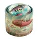 "Brilly" musical box in illustrated cardboard with glass half-globe and 18-note wind up musical mechanism - Item # of this "Brilly" musical box: BRILLY026.