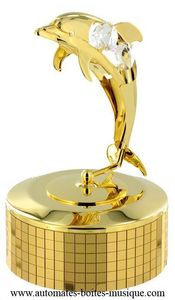 Carillon di metallo dorato e cristallo Swarovski con meccanismo musicale a molla di 18 note - Codice di questo carillon Swarovski: 12301-2.