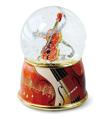 Sfera musicale animata con neve e meccanismo musicale tradizionale a molla di 18 note - Codice di questa sfera musicale animata con neve: 11002.