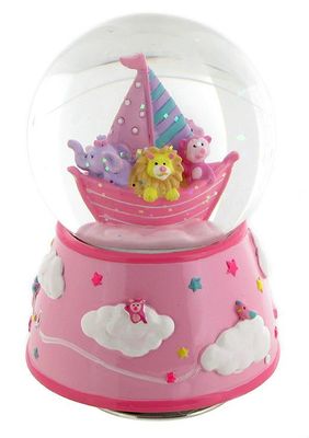 Animated musical snow globe with 18-note wind up musical mechanism - Item# for this musical snow globe: 14285.