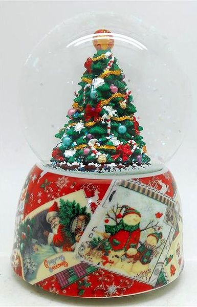 Animierte Schneekugel mit Spieluhr für Weihnachten mit 18-Ton Federspielwerk - Kennummer dieser musikalischen Schneekugel für Weihnachten: 58026.