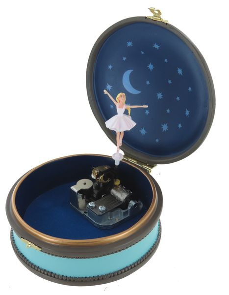 Caja de música Trousselier de porcelana, resina y metal con