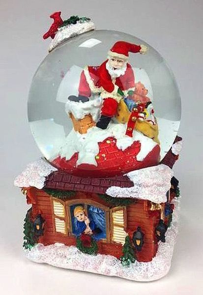 Christmas animated musical snow globe with 18-note wind up musical mechanism - Item# of this Christmas animated musical snow globe: 57036.