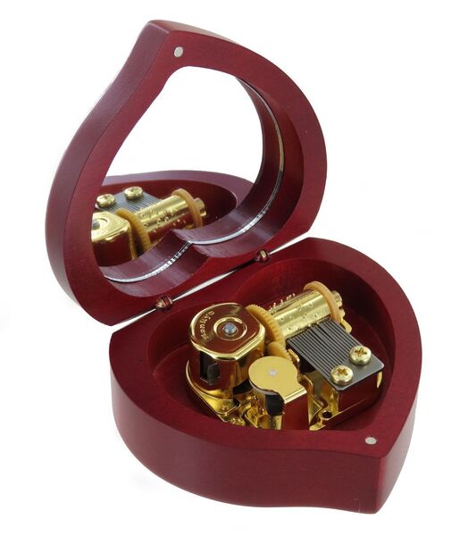 Kleine Spieluhr / Spieldose / Musikdose mit 18-Ton Federspielwerk - Kennummer dieser Spieluhr / Spieldose: BOITE-COEUR-10.