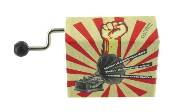 Caja de música de manivela de cartón ilustrado "Belle Lurette" - Referencia de esta caja de música de manivela: M0074.