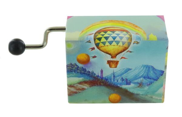 Caja de música de manivela de cartón ilustrado "Belle Lurette" - Referencia de esta caja de música de manivela: M0193.