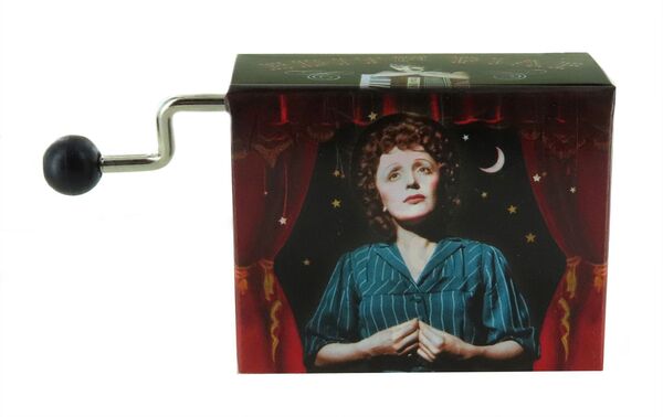 Caja de música de manivela de cartón ilustrado "Belle Lurette" - Referencia de esta caja de música de manivela: M0131.