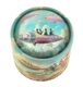 "Brilly" musical box in illustrated cardboard with glass half-globe and 18-note wind up musical mechanism - Item # of this "Brilly" musical box: BRILLY026.
