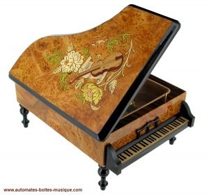 Carillon portagioie / scatola musicale di legno con ballerina in movimento sul tema di Parigi in primavera e meccanismo musicale a molla di 18 note - La vie en rose - La Carillon portagioie / scatola musicale di legno con ballerina in movimento sul tema di Parigi in primavera e meccanismo musicale a molla di 18 note - La vie en rose - La