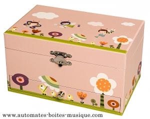 "Ninon and Nioui" Trousselier musical jewelry box with traditional 18 note musical mechanism - Item # for this Trousselier musical jewelry box : 60-609