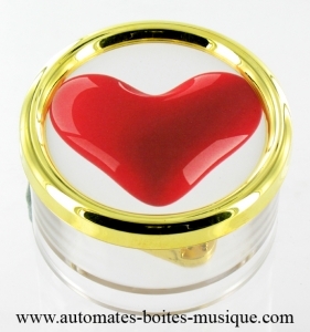 Saint Valentine's paper weight music box with traditional spring 18 note musical mechanism - Item # for this Saint Valentine's music box: PL.18.05