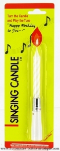 Candela musicale bianca "Happy Birthday" con melodia elettronica - Codice di questa candela musicale "Happy Birthday" : 6461105-BLANCHE