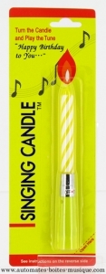 Yellow musical candle "Happy birthday" with electronic melody - Item # for this musical candle "Happy birthday" : 6461105-JAUNE