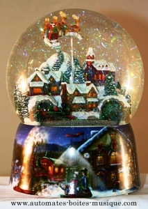 Christmas musical snow globe made of resin with traditional 18 note musical mechanism - Item# for this Christmas musical snow globe : 49001