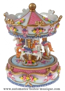 Carrossel musical em miniatura em resina: carrossel musical azul.