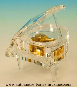 Mechanisches Miniatur Musikinstrument transparent : Spieluhr Klavierflügel.