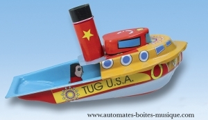 Collectable tin toy pop pop boat made of steel with 2 candles, 1 plastic tube and instructions - Item # for this collectable tin toy pop pop boat : 15158